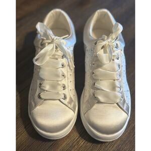 NEW Badgley Mischka crystal embellished satin wedding sneakers MARLA - SIZE 7